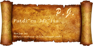 Patócs Júlia névjegykártya